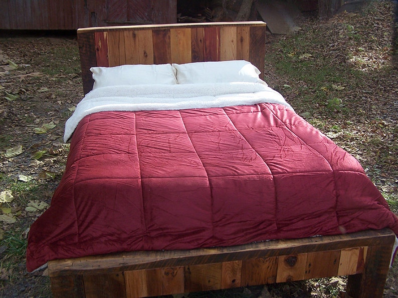 Patchwork Bed, Bed Frame King, Wood Bed Frame, Queen Bed Frame, King Bed Platform, Handmade Bed Frame, Rustic Bedframe, Antique Bed image 2