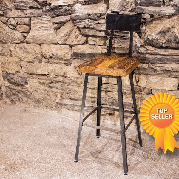 Bar Stools With Backs, Counter Height Stools, Industrial Bar Stools, THE BREW HAUS, Rustic Bar Stools With Back, Modern Farmhouse Bar Stools