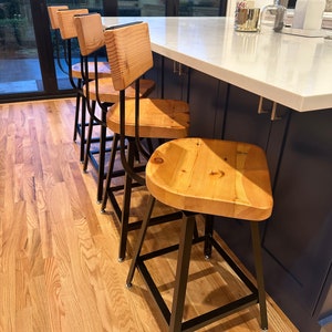 FREE SHIPPING Bar Stools With Backs Swiveling, Counter Stools, Scooped Seat Brewsters, Tractor Seat Industrial Stool for commercial or home image 3