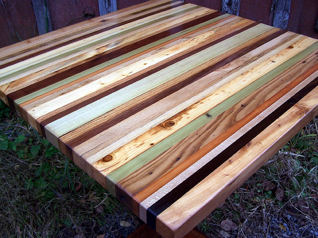 Butcher Block Kitchen Table with Reclaimed Wood Pedestal Base Etsy
