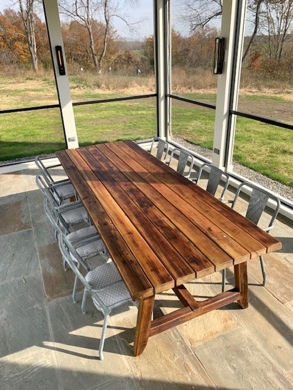 Wood Patio Table Outdoor Table Modern Farmhouse Dining Table