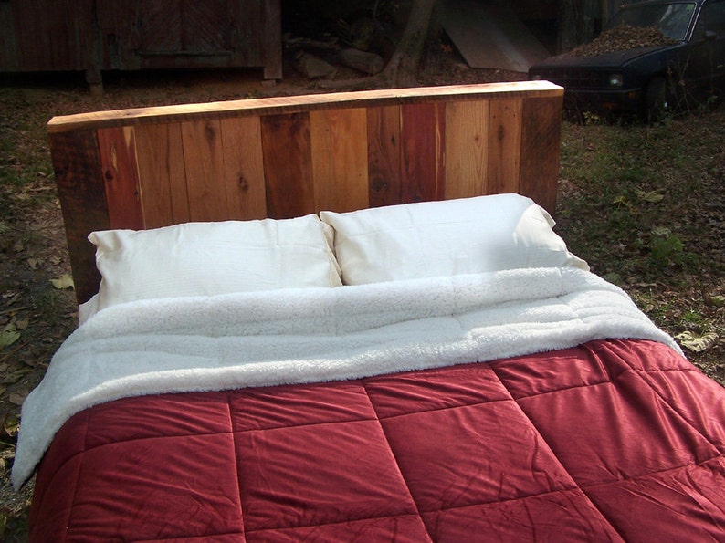 Patchwork Bed, Bed Frame King, Wood Bed Frame, Queen Bed Frame, King Bed Platform, Handmade Bed Frame, Rustic Bedframe, Antique Bed image 3