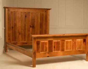 Custom Solid Reclaimed Wood Bed Frame with Inset Panels