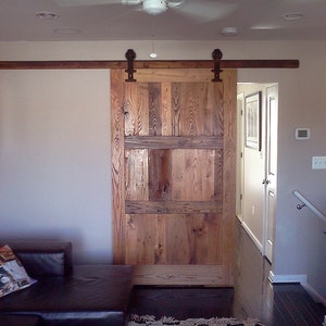Reclaimed Antique Oak Sliding Barn Door, Vintage Hardware
