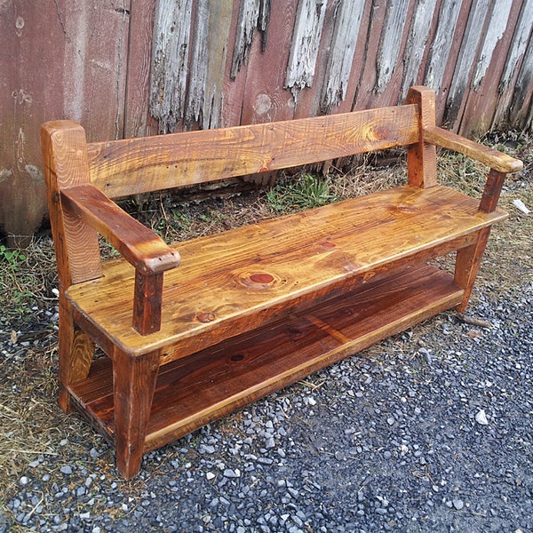 Wood Bench With Back - Etsy