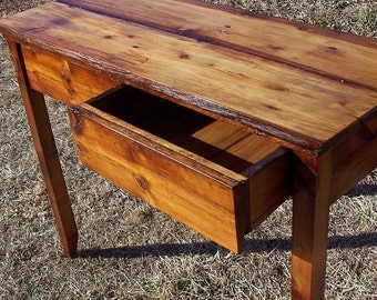 Reclaimed Wood Console Table with Drawers, Shaker Style Desk