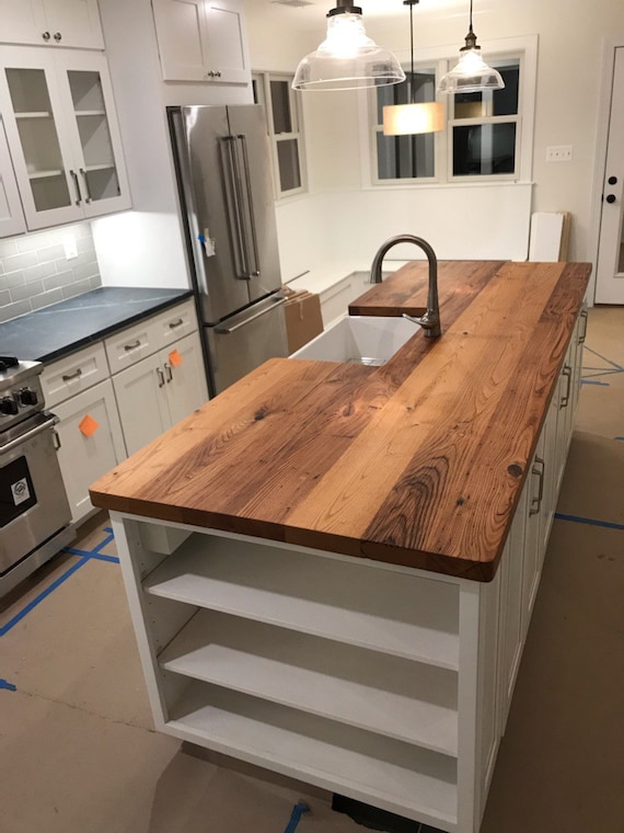 Butcher Block Countertop Kitchen Island Reclaimed Wood Wormy Chestnut, What Is The Minimum Size For A Kitchen Island In Nigeria