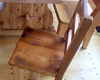 Handmade Reclaimed Heart Pine Dining Chair, Rustic Ladderback