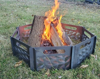 Custom Portable Fire Ring, Fire Pit, Camping Fire Ring, Fire Ring Customizable with Your Design or Logo, Octagon Fire Ring, Hexagon Fire Pit