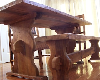 Trestle Table, Barnwood Furniture, Bavarian Table, Wood Dining Table, Reclaimed Trestle Table, Tree Table, Tulip Table, Solid Table
