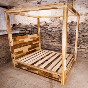 Four poster platform bed Canopy for house bed & headboard Reclaimed cabana bed in full king queen image 5
