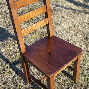 Kitchen Chair With Back, Wood Dining Chair, Ladderback Chair, Farmhouse Dining Chair, Rustic Side Chair, Wormy Chestnut Chair, Dining Room image 1