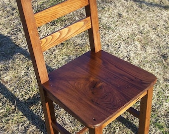 Wormy Chestnut Ladderback Dining Chair, Reclaimed Barn Wood