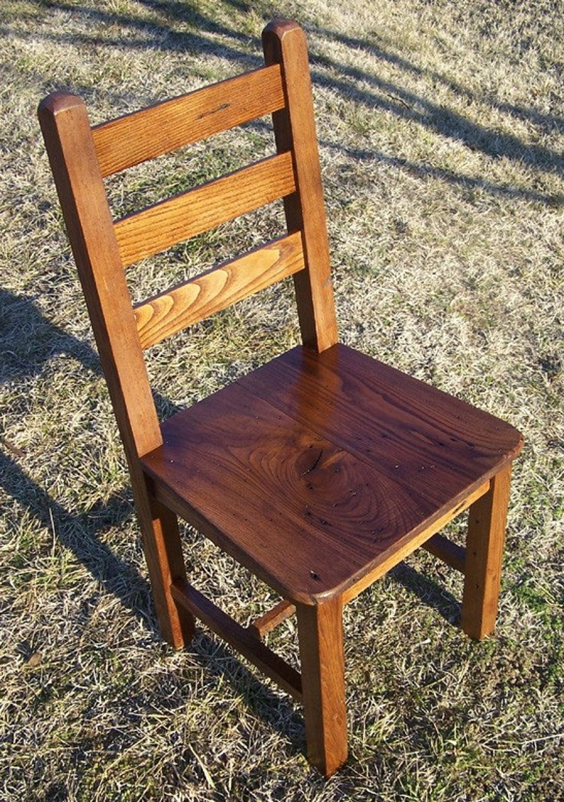 Kitchen Chair With Back, Wood Dining Chair, Ladderback Chair, Farmhouse Dining Chair, Rustic Side Chair, Wormy Chestnut Chair, Dining Room image 1