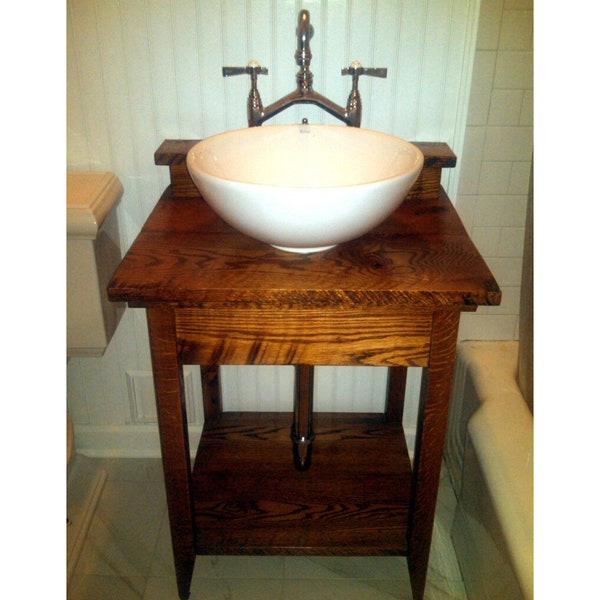 Handcrafted Reclaimed Oak Bathroom Vanity – Rustic Shaker Style