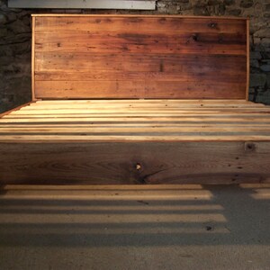 Reclaimed Wood SLANT BACK Platform Bed, Farmhouse Bed Frame, King Bed Frame, Queen Bed Frame And Headboard, Custom Reclaimed Wood Bed Frame image 4