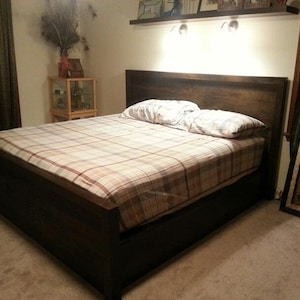 Platform Bed With Headboard, Wood Bed Frame With Drawers, Reclaimed Barnwood Bed Frame, Distressed King Bed Platform, Storage Platform Bed