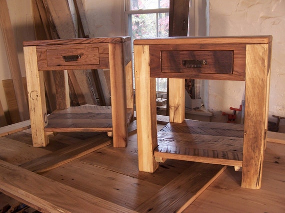 Reclaimed Wood End Table with Drawer, Media Console, TV Stand