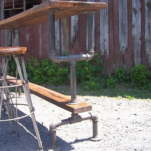 Bar Height Table, Industrial Bar Table, Reclaimed Barnwood Table, Wood Table, Metal Pipe Table, Kitchen Island Table image 2