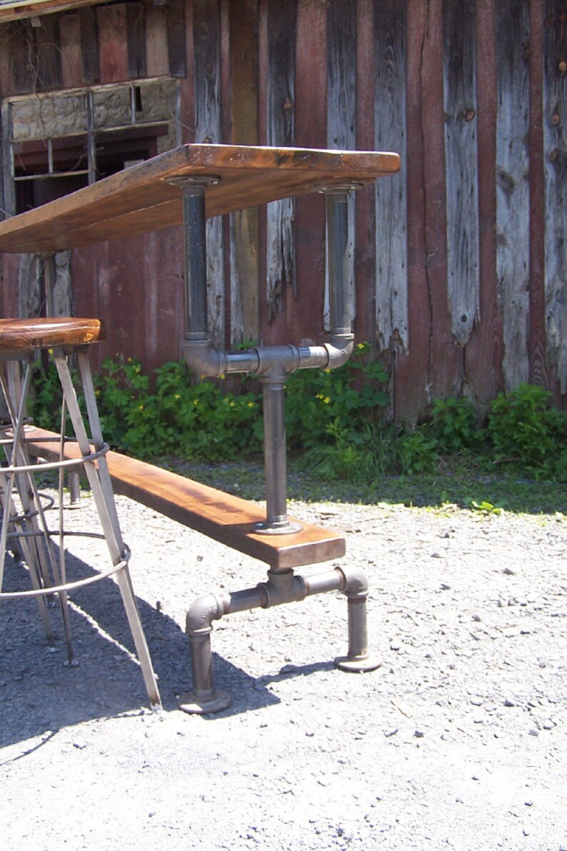Bar Height Table, Industrial Bar Table, Reclaimed Barnwood Table, Wood Table, Metal Pipe Table, Kitchen Island Table image 2