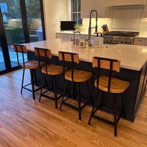 FREE SHIPPING Bar Stools With Backs Swiveling, Counter Stools, Scooped Seat Brewsters, Tractor Seat Industrial Stool for commercial or home image 6