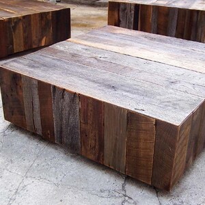 Extra Large Reclaimed Wood Square Coffee Table, Floating Coffee Table, Reclaimed Barn Wood Coffee Table, Rustic Chic Coffee Table, Holiday image 3
