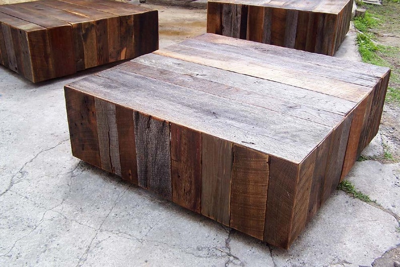 Extra Large Reclaimed Wood Square Coffee Table, Floating Coffee Table, Reclaimed Barn Wood Coffee Table, Rustic Chic Coffee Table, Holiday image 3