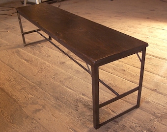 Reclaimed Wood Metal Hall Bench, Industrial Farmhouse Style