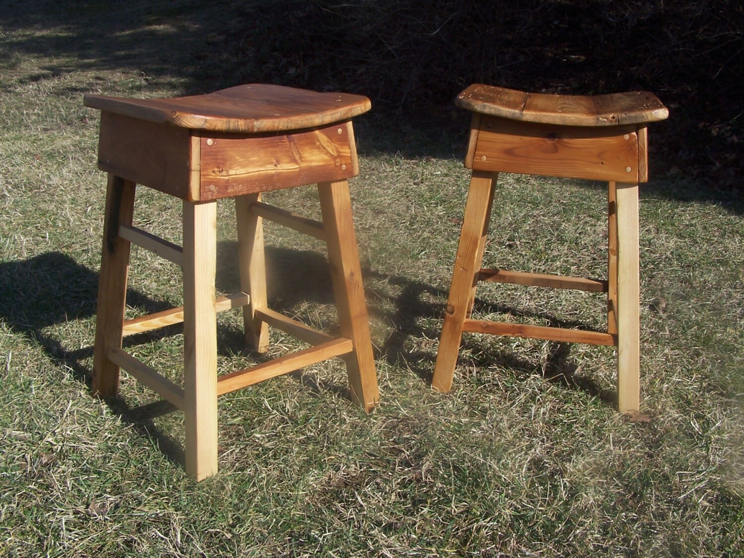 Reclaimed Wood Saddle Stool, Rustic Counter Height Bar Stool - Etsy