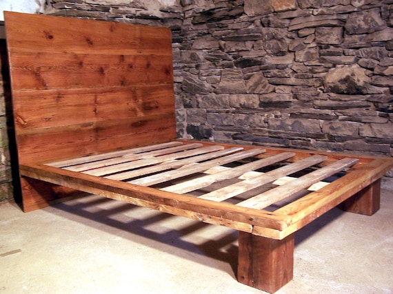 Reclaimed wood platform bed cheap frame