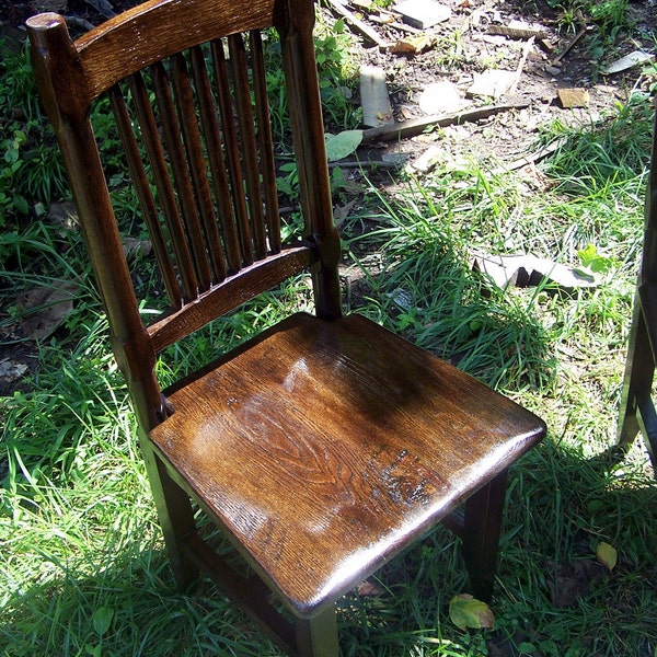 Dining Chair Rustic, Antique Wood Chair, Farmhouse Dining Chair, Oak Stool, Spindle Back Chair, Nostalgic Decor, Wooden Chair With Back