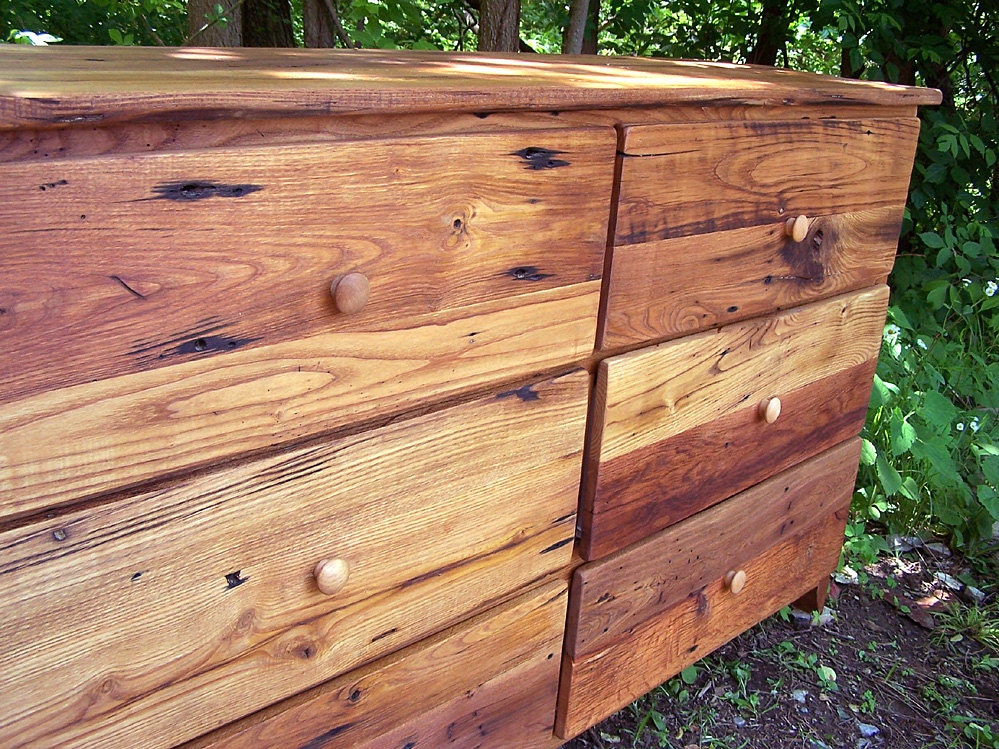 Reclaimed Wood Dresser Wormy Chestnut Wood Nightstand TV Etsy
