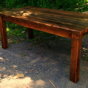 Primitive Style Reclaimed Barn Wood Farm Table: Rustic Oak or Wormy Chestnut Dining Table