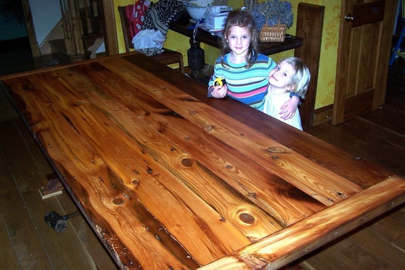 Trestle Table, Heart Pine Table, Reclaimed Wood Table, Barn Wood Table, Dining Table, Modern Farmhouse Table, Upcycled Wood, Rustic Table image 3