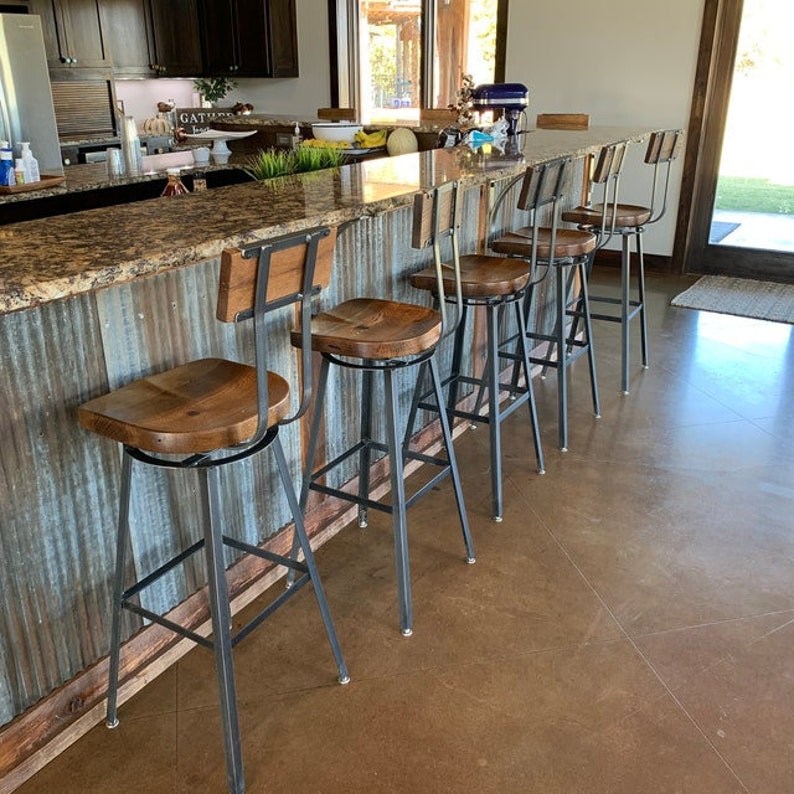 FREE SHIPPING Bar Stools With Backs Swiveling, Counter Stools, Scooped Seat Brewsters, Tractor Seat Industrial Stool for commercial or home image 7