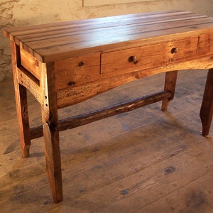 Custom Kitchen Island with Drawers – Reclaimed Wood Butcher Block Kitchen Island, Farmhouse Island Table, Kitchen Storage & Seating Option