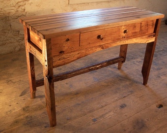 Reclaimed Wood Kitchen Island with Drawer – Butcher Block, Farmhouse Table
