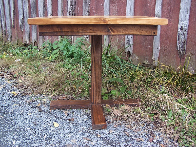 Butcher Block Kitchen Table with Reclaimed Wood Pedestal Base Etsy