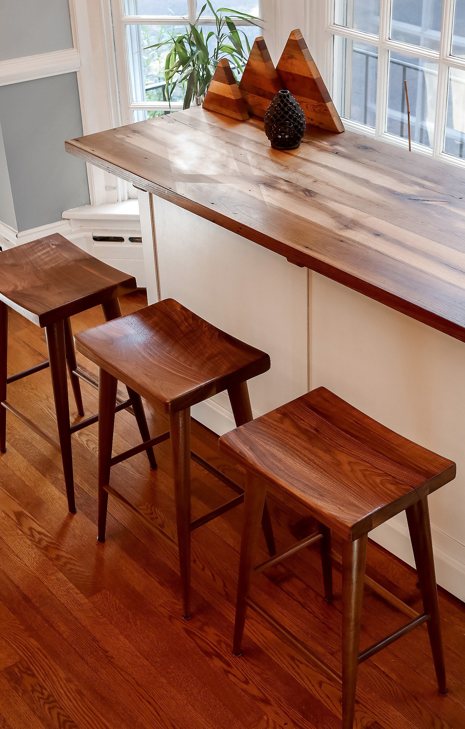 Walnut saddle counter stool discount