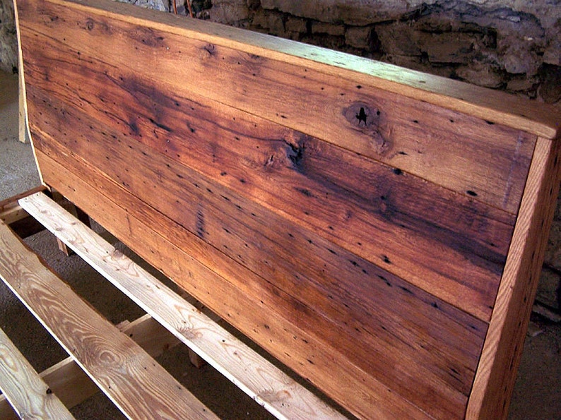 Reclaimed Wood SLANT BACK Platform Bed, Farmhouse Bed Frame, King Bed Frame, Queen Bed Frame And Headboard, Custom Reclaimed Wood Bed Frame image 3