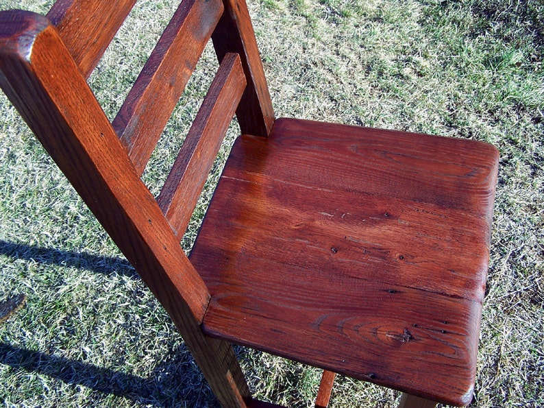 Custom Bar Stools With Back, Wood Bar Chair, Wood Dining Chair, Antique Hardwood Chair, Oak Chair, Bar Height Chair, Dining Room Furniture image 4