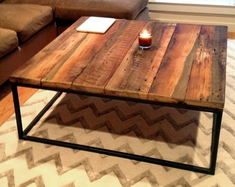 FREE SHIPPING Square coffee table extra large - Wood coffee table rustic modern - Reclaimed wood coffee table - Living room furniture