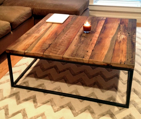 Extra Large Wood Coffee Table Square, Large Rustic Wood Coffee Table