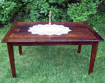 Wormy Chestnut Table, Extension Dining Table, Farm Table, Solid Wood, Primitive Table, Mid Century Table, Reclaimed Wood Table,Kitchen Table