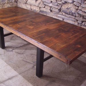 Wood Dining Table, Industrial Table, Reclaimed Wood Table, Farmhouse Slab Table, Solid Wood Table, Wood Trestle Table, Distressed Wood Table