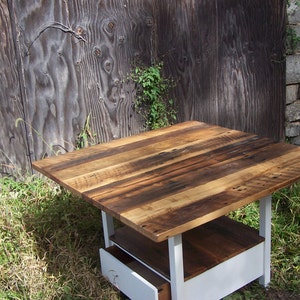 Reclaimed Wood Kitchen Island, Wood Island Base, Wood Butcher Block, Solid Wood Island, Storage Kitchen Table, Kitchen Table With Drawers image 3