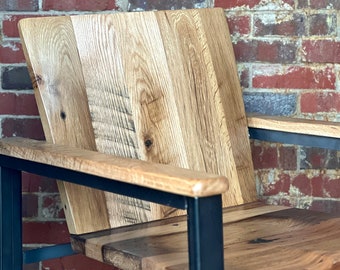 Reclaimed Wood Executive Lounge Chair: Industrial Metal Frame Armchair