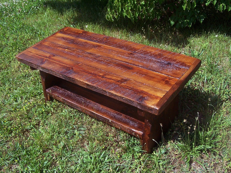 Rustic Coffee Table, Solid Wood Table, Pine Coffee Table, Heart Pine Coffee Table, Farmhouse Table, Indoor Coffee Table, Patio Furniture image 3