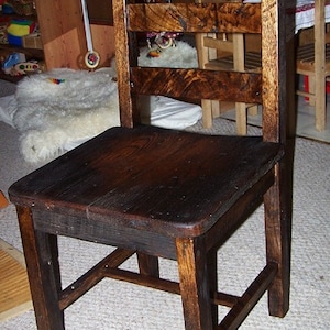 Dining Chair, Wood Rustic Kitchen Chair, Farmhouse Dining Chair, Reclaimed Wood Chair, Distressed Oak Chair, Dining Room Furniture