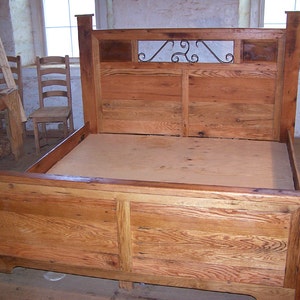 Wood Storage Bed, Wood Platform Bed, King Storage Bed, Queen Bed Frame, Wood Bed Platform, Farmhouse Bed Frame, Craftsman Furniture, Mission afbeelding 1